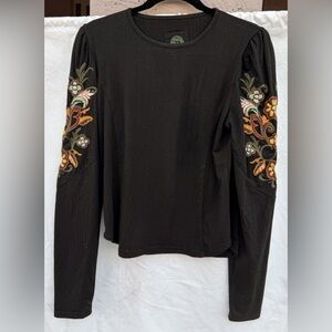 Double D Ranch - Embroidered Black Long Sleeve Top - Size M